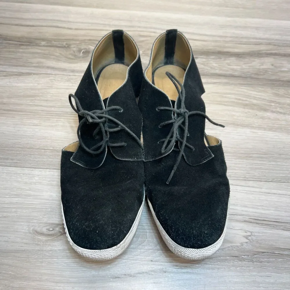 All Black Womens Micro Suede Lace Up Shoes Size 40 US 9 Black Side Cut - Picture 6 of 11